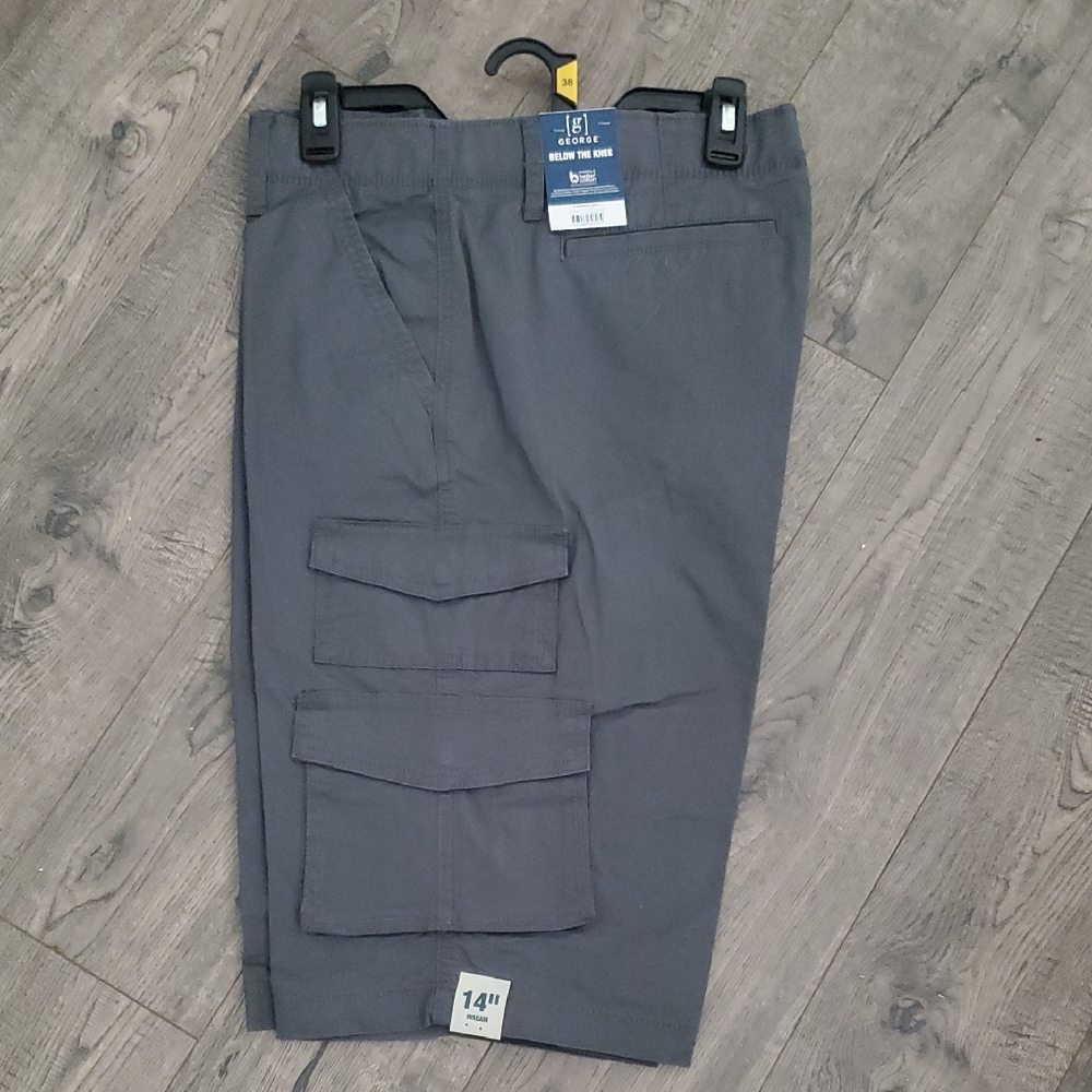 George Men's Gray Cargo Shorts with Double Flap Pockets